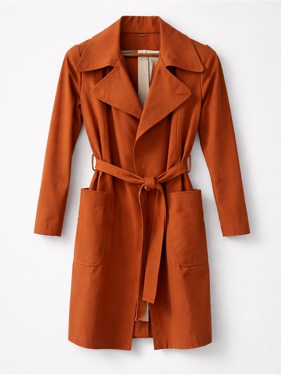 Handmade Jackets & Blazers - Vintage Handmade Open Front Belted Trench Lined Large Lapels